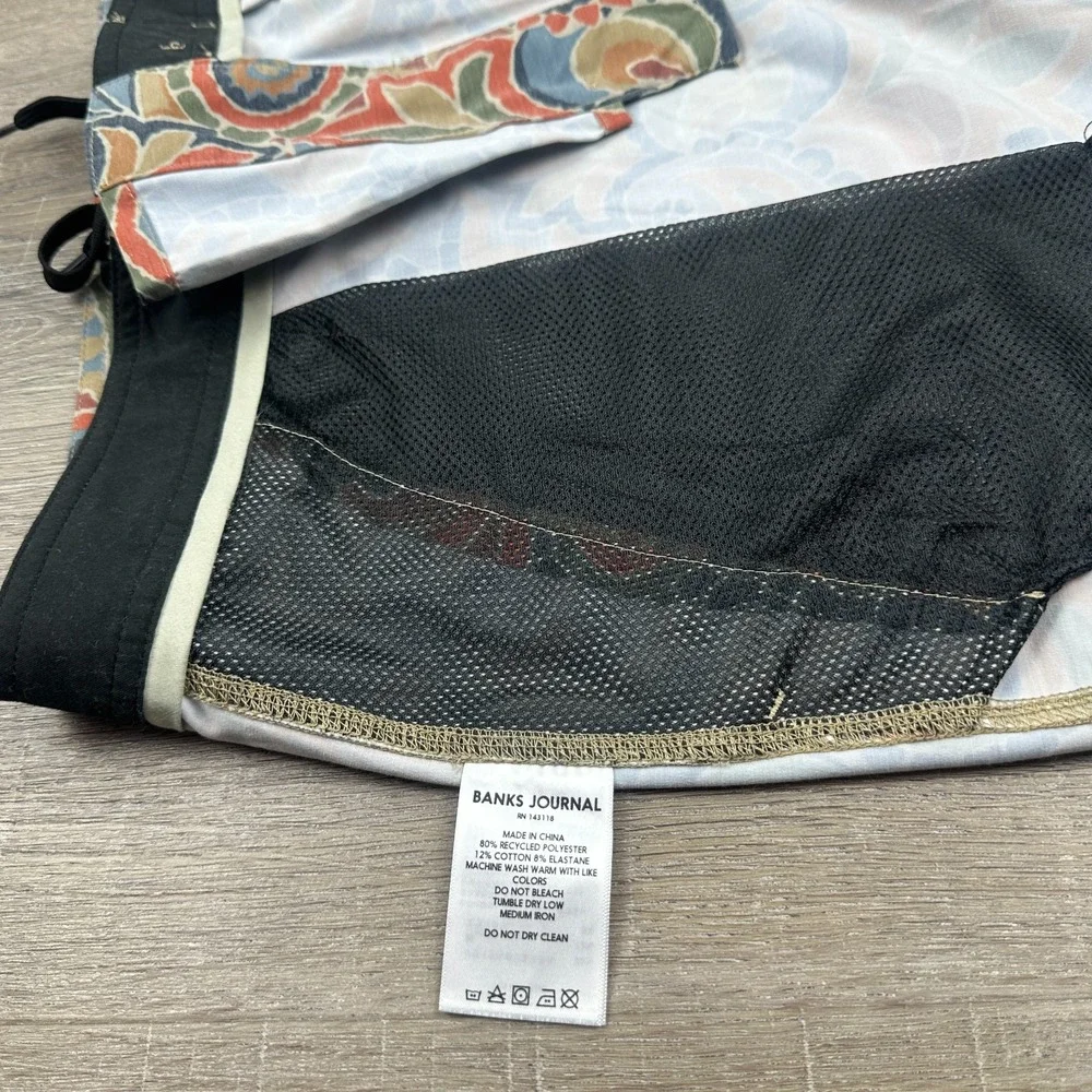 Banks Journal Paisley Board Shorts Mens 34 Muted Orange Blue Green Swim Trunks